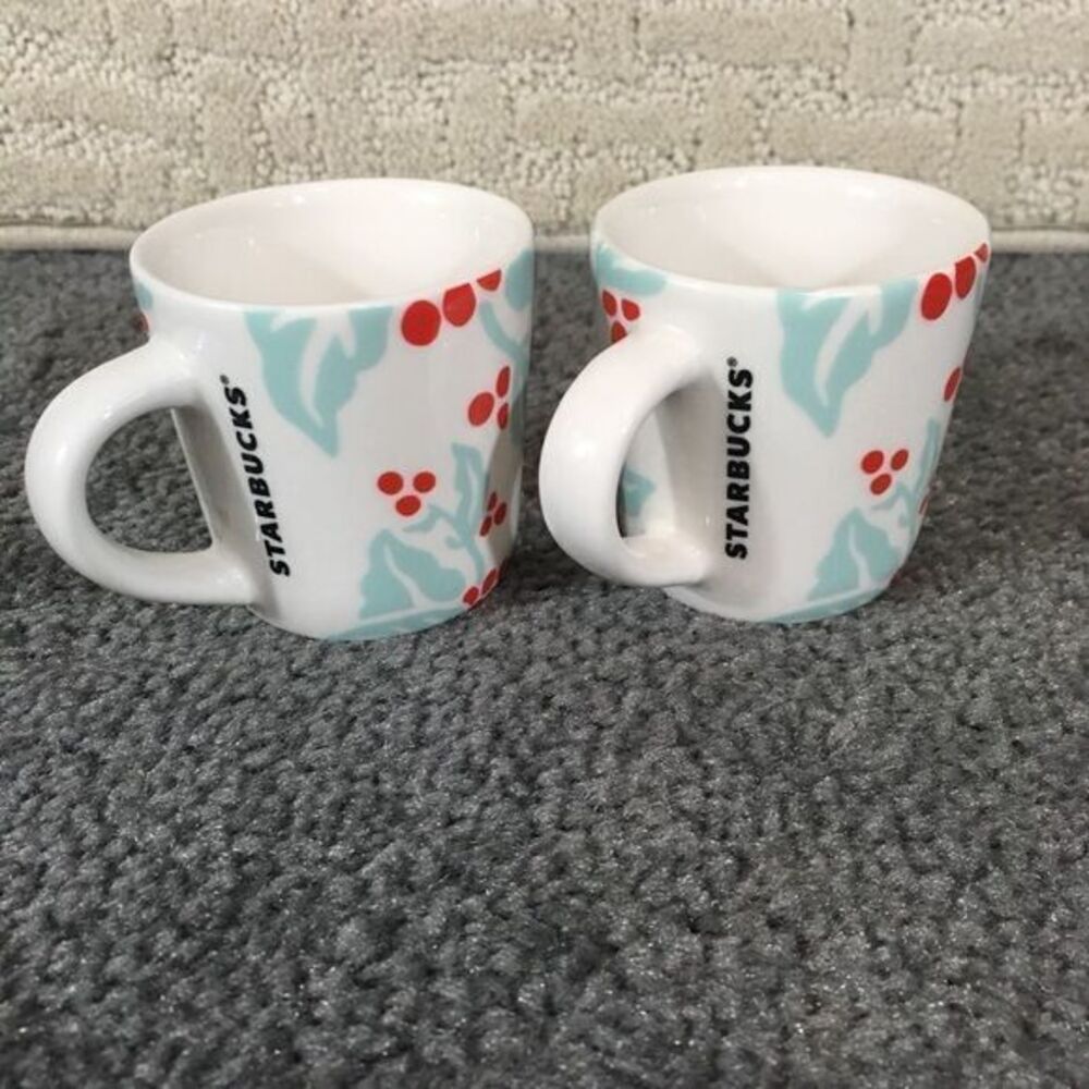 Set Of 2 Starbucks Festive Flora Cherry Ceramic‎